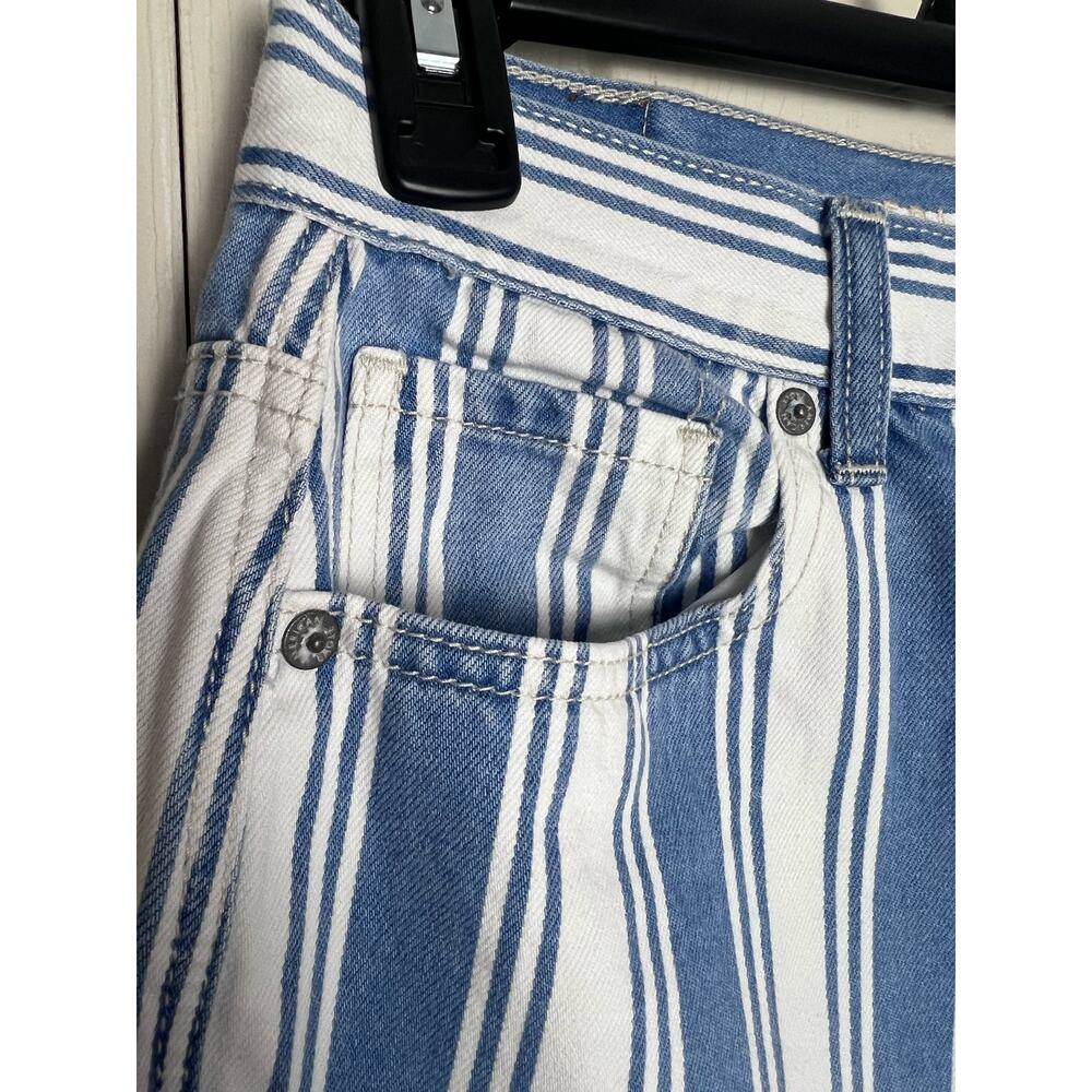 American Eagle Jeans White/Blue Striped Size 4 Regular 100% Cotton - Picture 3 of 11